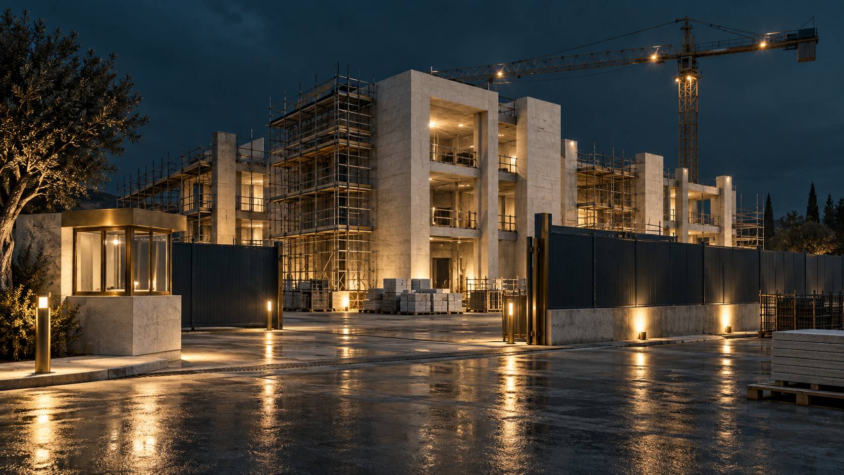 Illustration éditoriale du sujet : Gardiennage de nuit sur chantier : coût réel d'une vacation