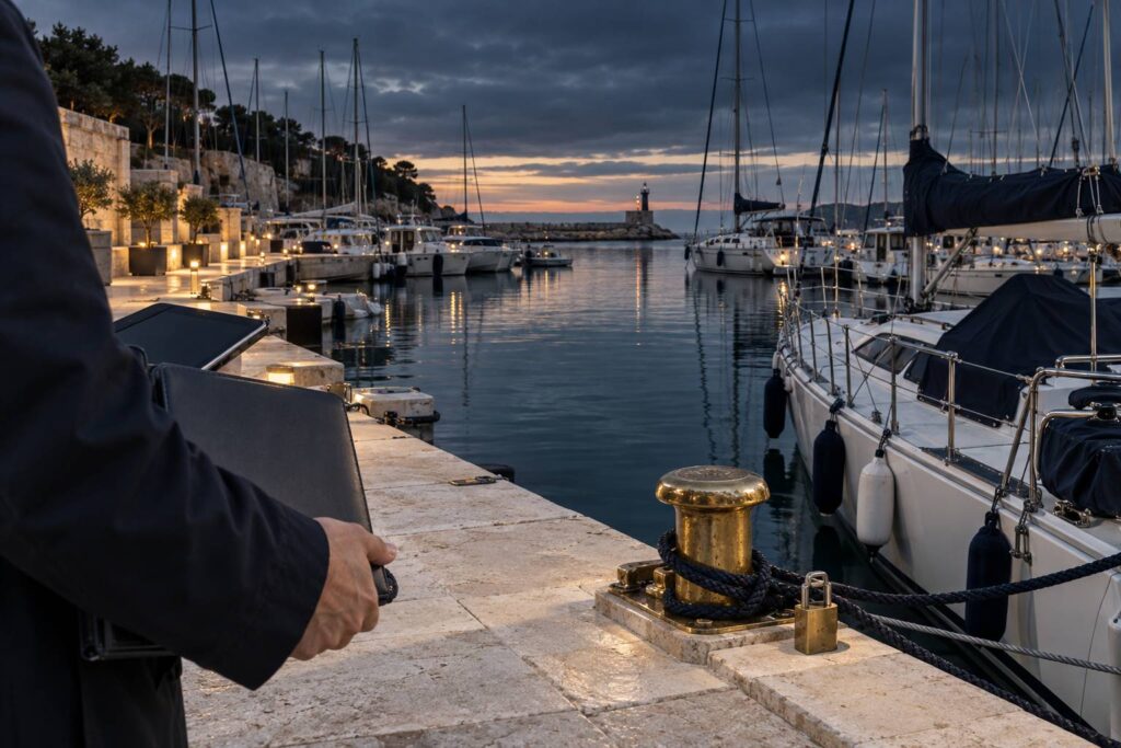 Illustration éditoriale du sujet : Port de plaisance : surveiller les bateaux hors saison